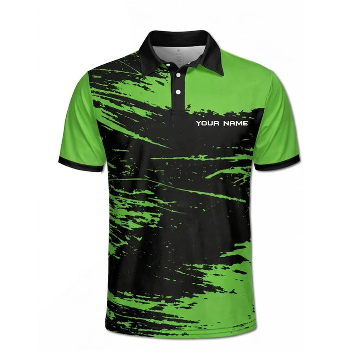 Custom Name Pickleball Polo Shirt Green Black Performance Team Jersey Unisex