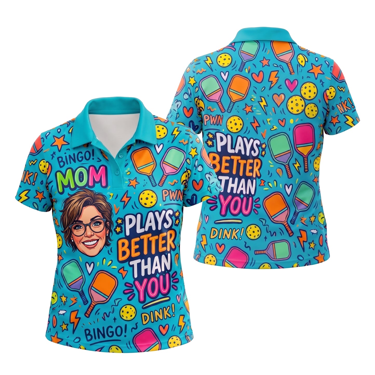 Womens Pickleball Polo Shirt Mom Plays Better Than You