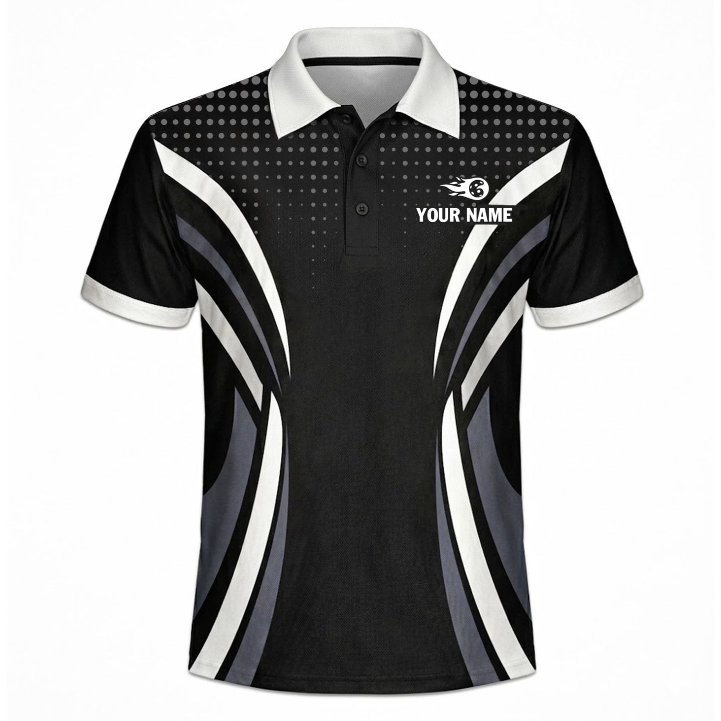 Custom Pickleball Polo Shirt Personalized Name Team Jersey Black White Performance Shirt Unisex