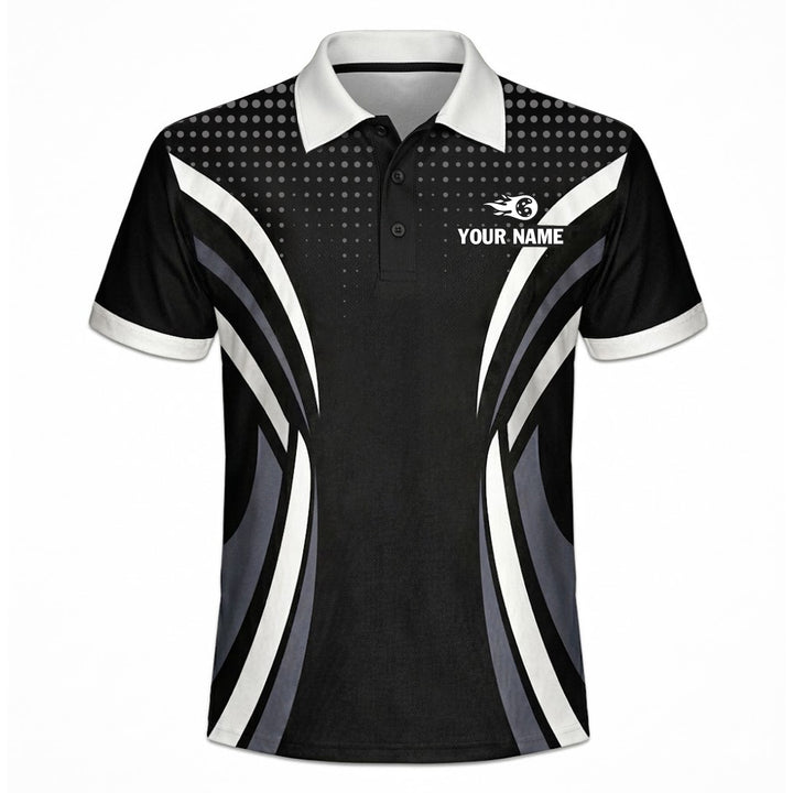 Custom Pickleball Polo Shirt Personalized Name Team Jersey Black White Performance Shirt Unisex
