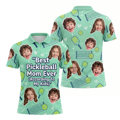 Best Pickleball Mom Ever Custom Kids Photo Polo Mint