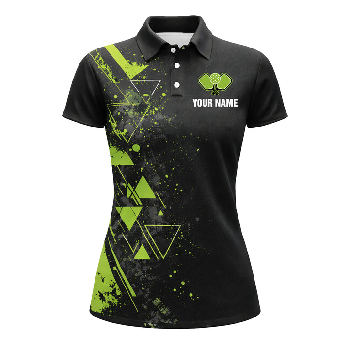 Women Pickleball Polo Shirt Custom Name It s Always Pickleball Season Black Green Sport Design