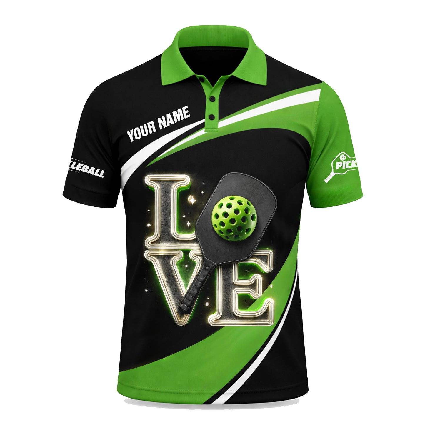 Personalized Pickleball Polo Shirt Love Paddle Design Custom Name Breathable Sports Shirt