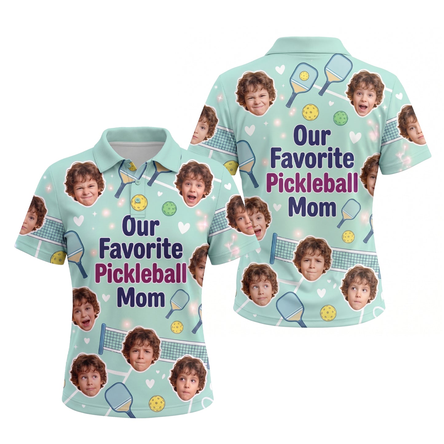 Our Favorite Pickleball Mom Custom Photo Polo Mint