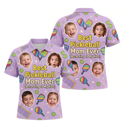 Best Pickleball Mom Custom Face Polo Shirt Women