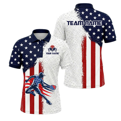 USA Flag Custom Name & Team Pickleball Polo Shirt Men