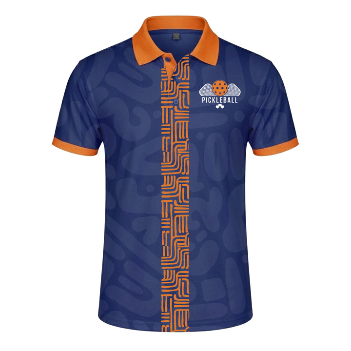 Custom Pickleball Polo Shirt Personalized Name Blue Orange Performance All Over Print Sports Shirt