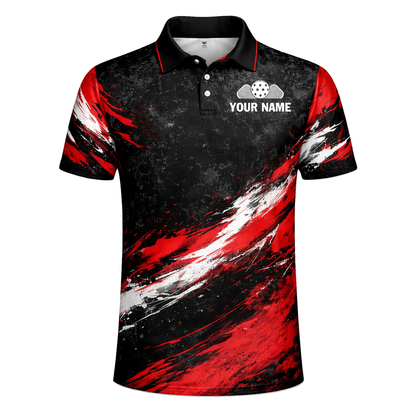 Pickleball Polo Shirt Custom Name Team Pickleball Shirt Red Black Sport Performance Polo