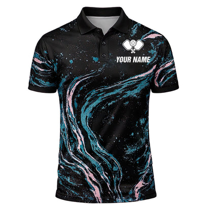 Pickleball Polo Shirt Custom Name Team Name Marble Galaxy Performance Shirt