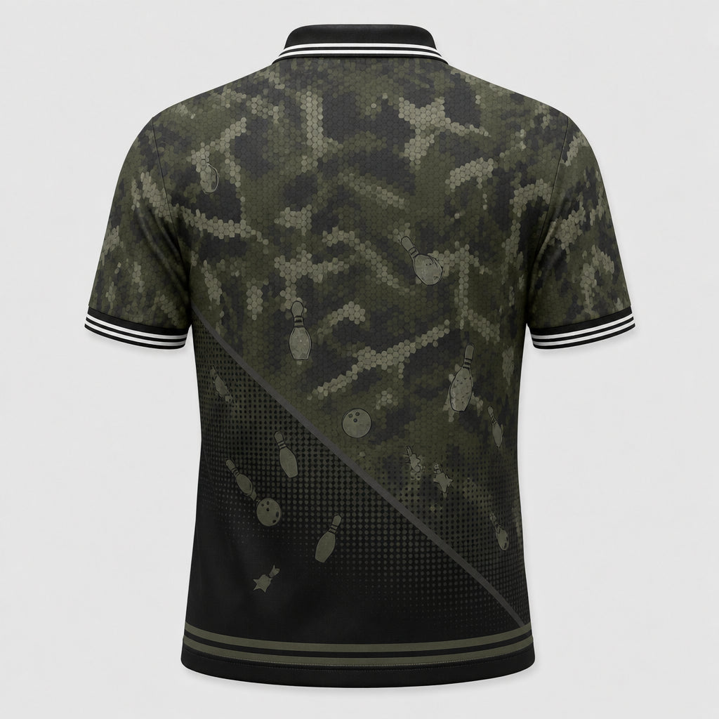 Personalized Bowling Camo Crest Polo - Back view