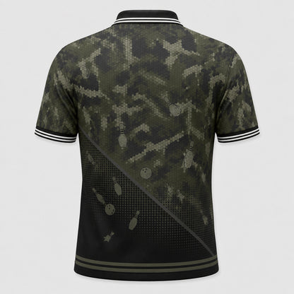 Personalized Bowling Camo Crest Polo - Back view
