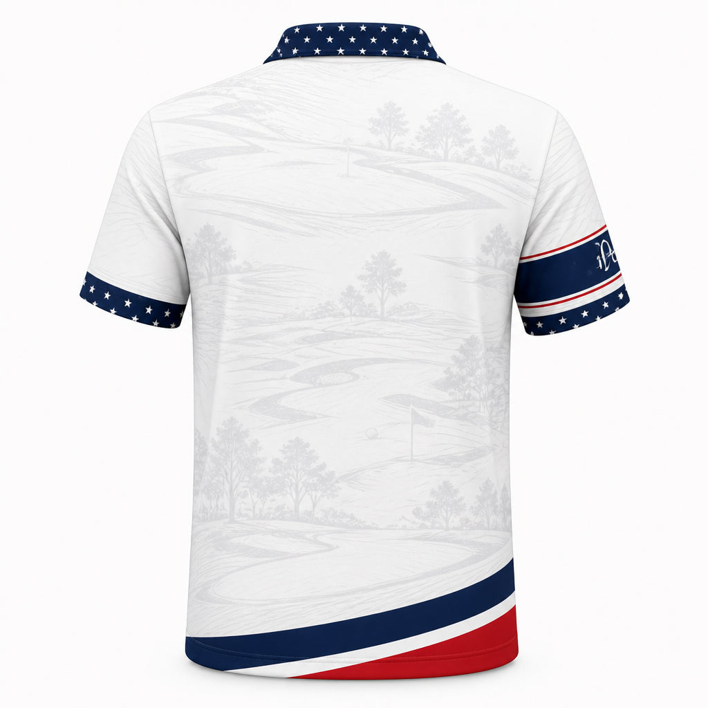 America 250 Patriotic Golf Polo – Personalized Name - Back view