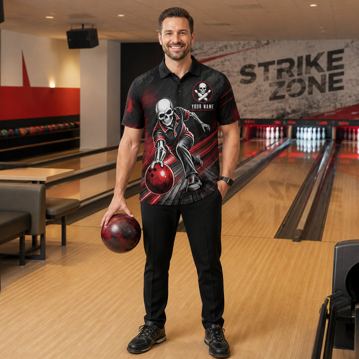 Skeleton Bowler Team Polo – Custom Name & Team - Lifestyle 1