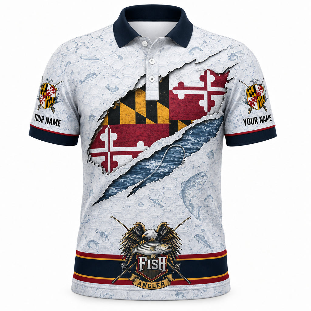 Maryland Flag Eagle Fishing Polo - Hero
