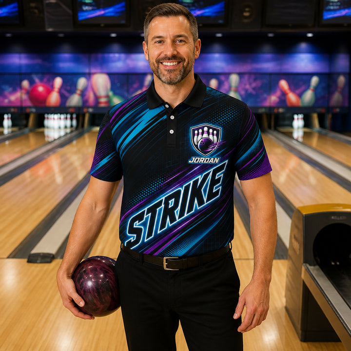 STRIKE Bowling Team Polo — Custom Name & Team - Lifestyle 1