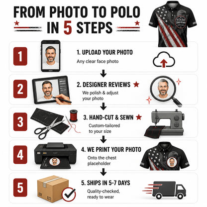 We The People 250 Years Eagle Sash Polo - How it is made