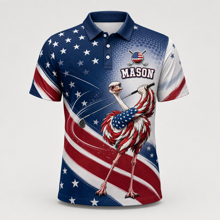 Patriotic Ostrich Golfer Name AOP Polo - Personalized Polo shirt - All over printed 28855505-da90-4fe8-a389-98193d904bc4.png