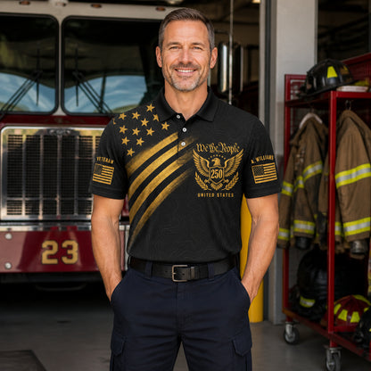 We the People 250 — Custom Name Patriotic Polo - Lifestyle 1