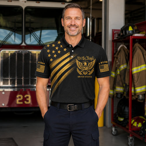 We the People 250 — Custom Name Patriotic Polo - Lifestyle 1