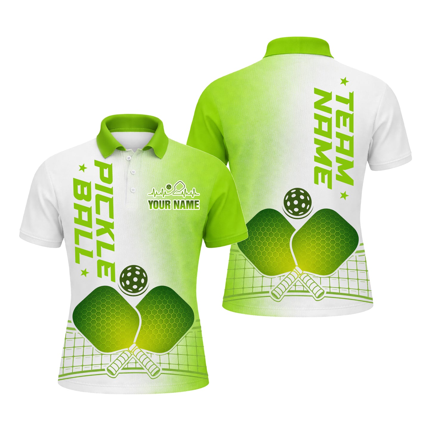 Men's Pickleball Polo Shirt Personalized Name Team