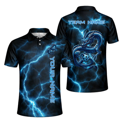 Custom Dragon Pickleball Polo Shirt Lightning Personalized Name Team Polo Unisex Performance Shirt