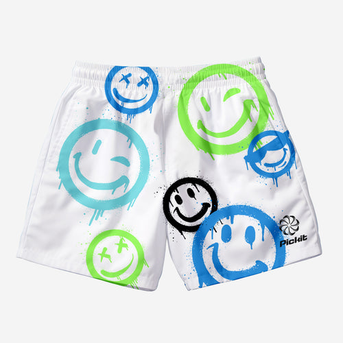 Court Vibes Shorts Graffiti Smiley White
