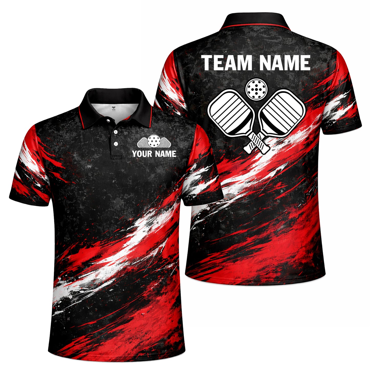 Pickleball Polo Shirt Custom Name Team Pickleball Shirt Red Black Sport Performance Polo