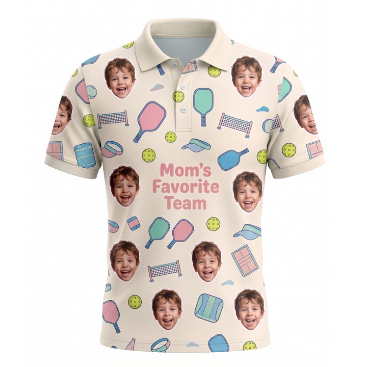 Mom's Favorite Team Custom Kid Face Pickleball Polo