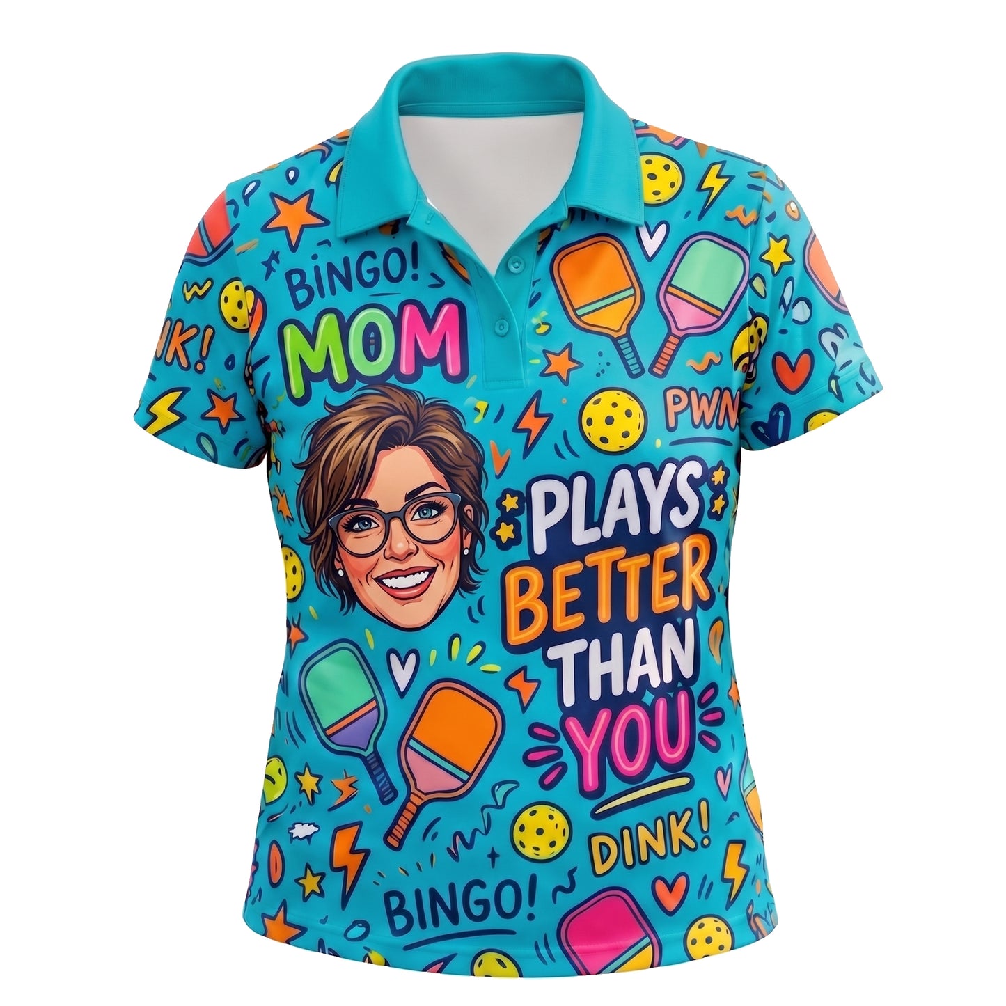Womens Pickleball Polo Shirt Mom Plays Better Than You
