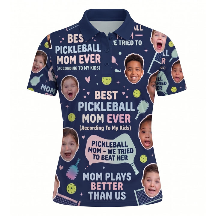 Funny Pickleball Mom Custom Face Navy Polo Shirt