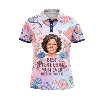 Best Pickleball Mom Ever Polo Shirt for Women