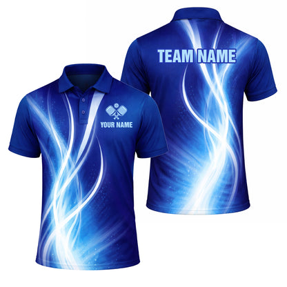 Pickleball Custom Name Team Polo Shirt Blue Gradient Sport Performance All Over Print Unisex Shirt