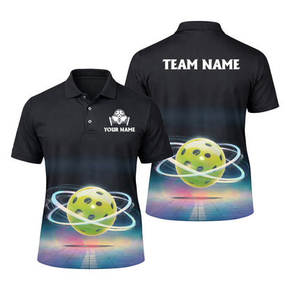 Pickleball Polo Shirt Personalized Team Name Custom Player Performance Shirt Neon Ball Design
