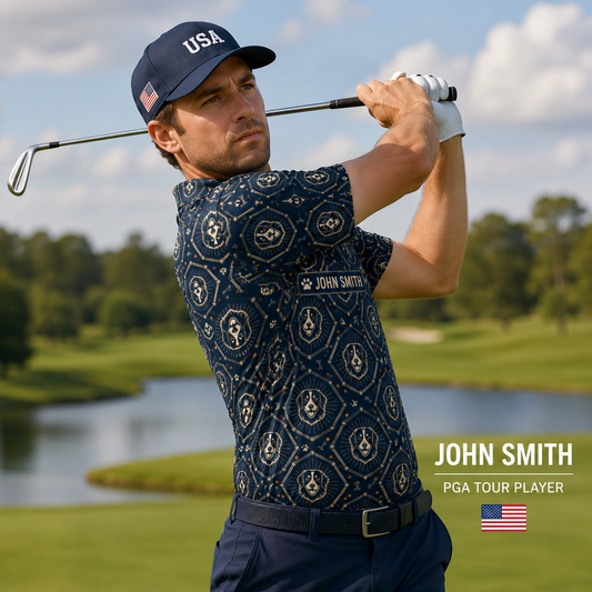 Personalized Name Golf Polo Shirt - Custom Photo All Over Print
