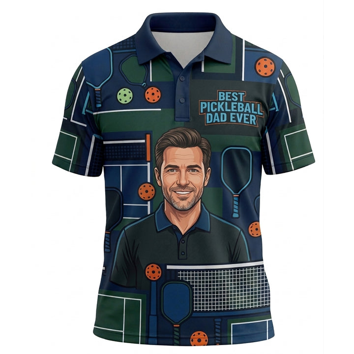 Best Pickleball Dad Ever Custom Portrait Polo Shirt