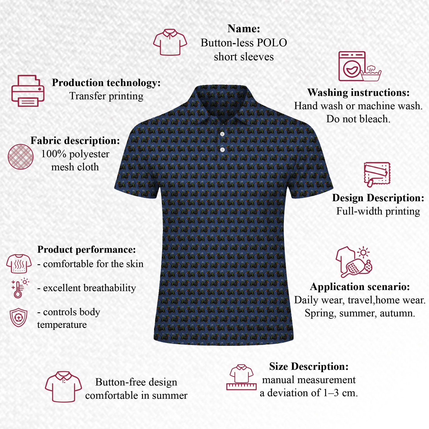 Dachshund Golf Polo Shirt Funny Dog Golfer Pattern All Over Print Performance Polo
