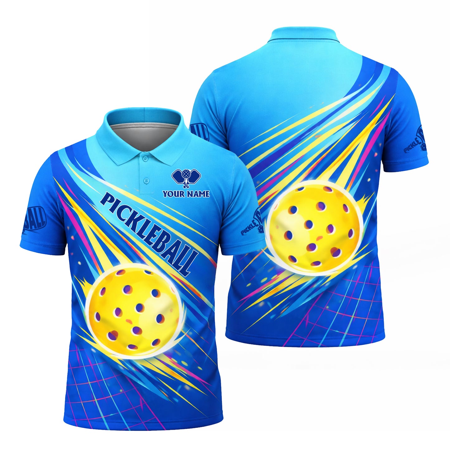 Personalized Pickleball Polo Shirt Custom Name Breathable Sport Performance Shirt