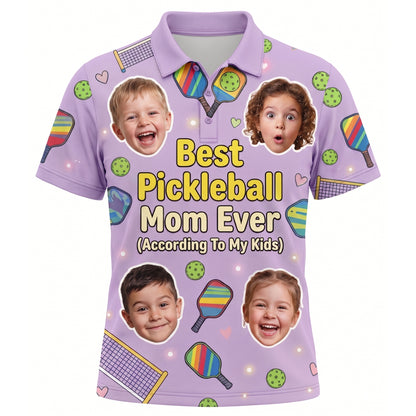 Best Pickleball Mom Custom Face Polo Shirt Women