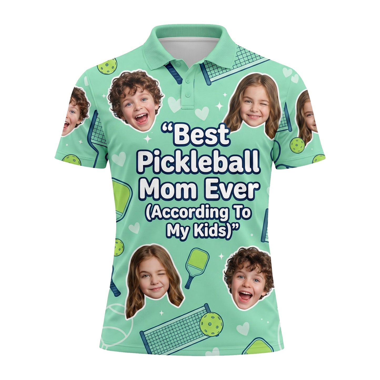 Best Pickleball Mom Ever Custom Kids Photo Polo Mint