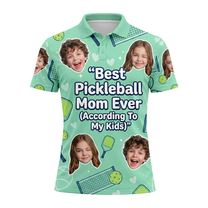 Best Pickleball Mom Ever Custom Kids Photo Polo Mint