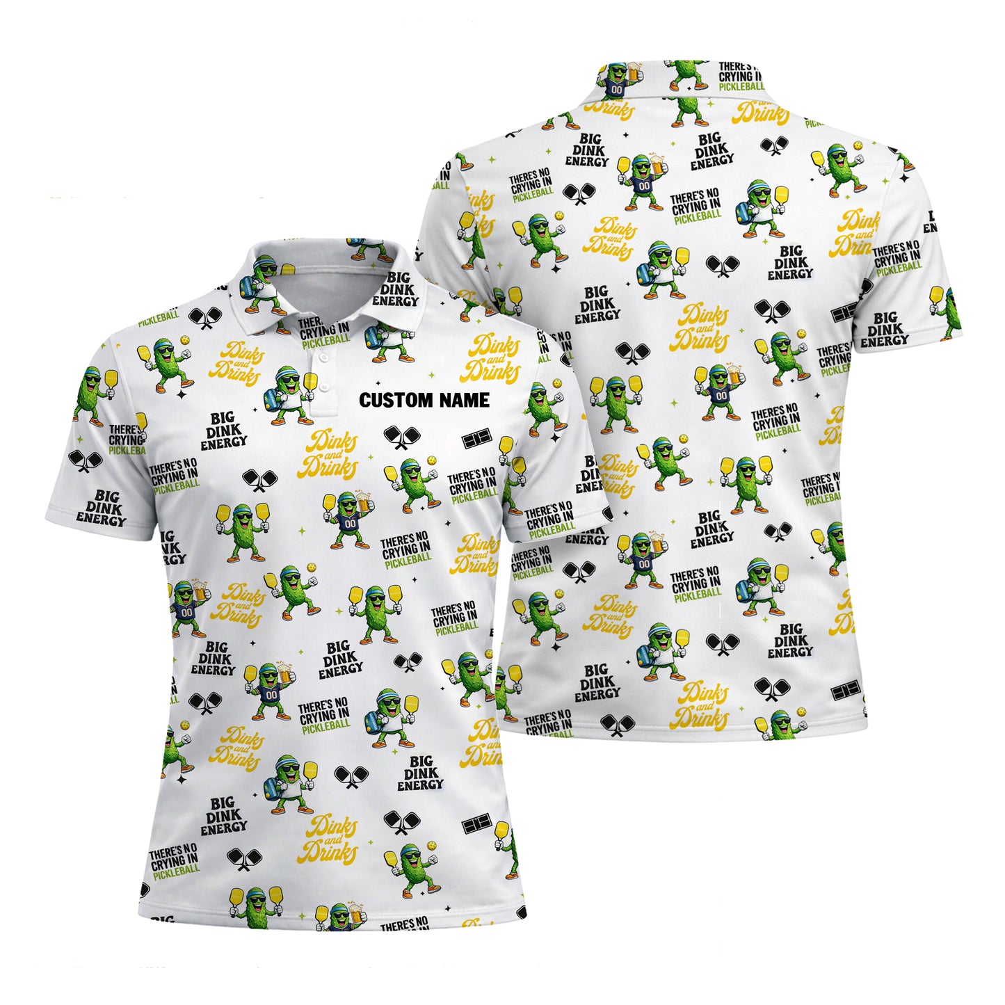 Funny Pickleball Dinks and Drinks Polo Shirt Custom Name Pickleball Performance