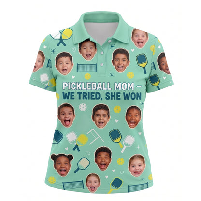 Pickleball Mom We Tried She Won Custom Face Womens Polo