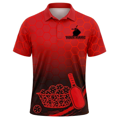 Custom Pickleball Red Hex Polo Shirt