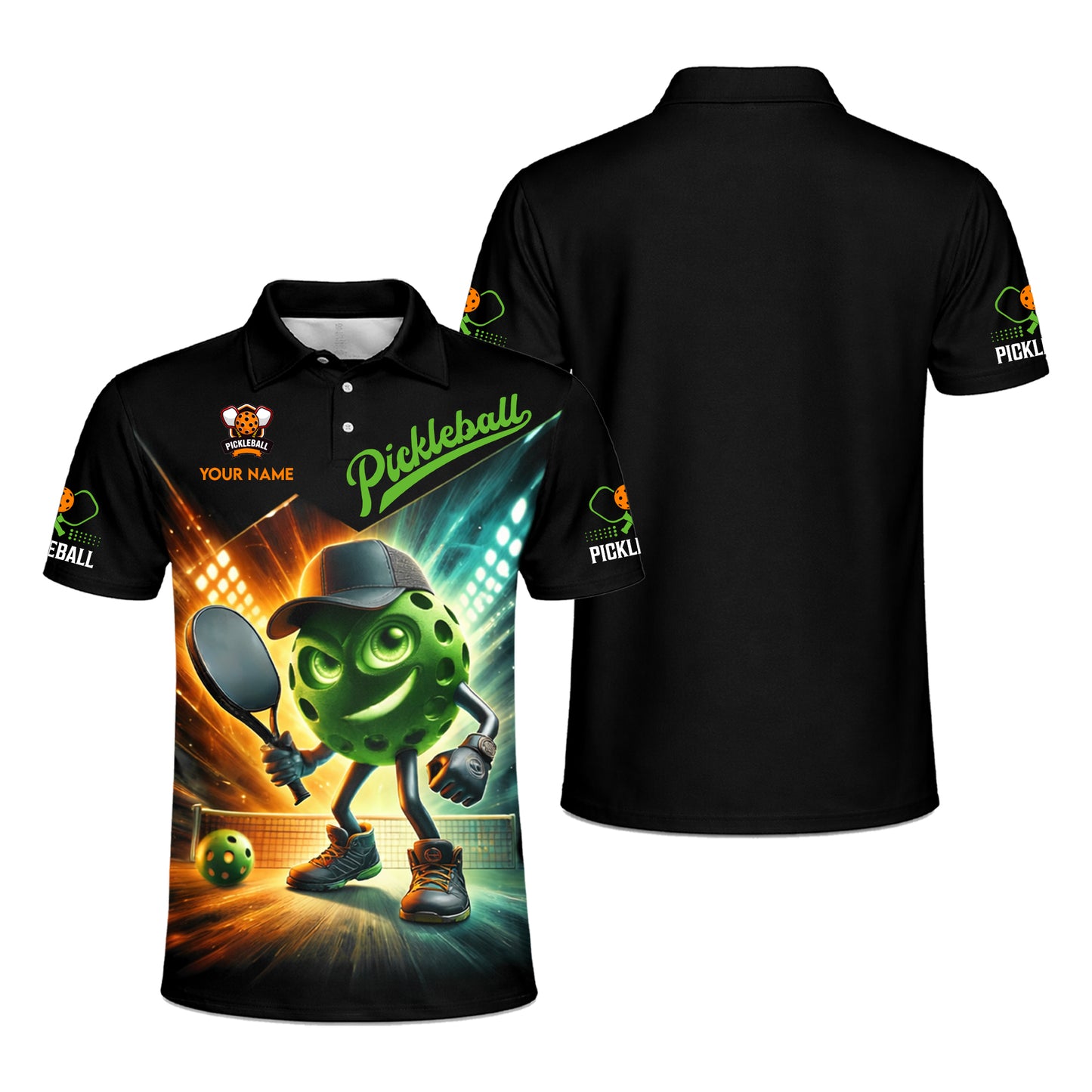 Pickleball Polo Shirt Custom Name Graphic Sport Shirt Breathable Mesh Athletic Top