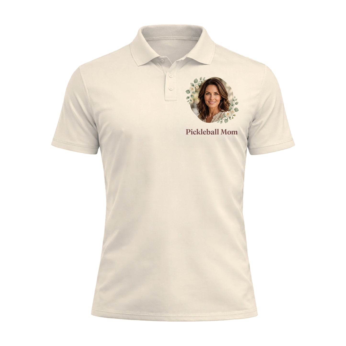 Custom Photo Pickleball Mom Polo Shirt Women Floral