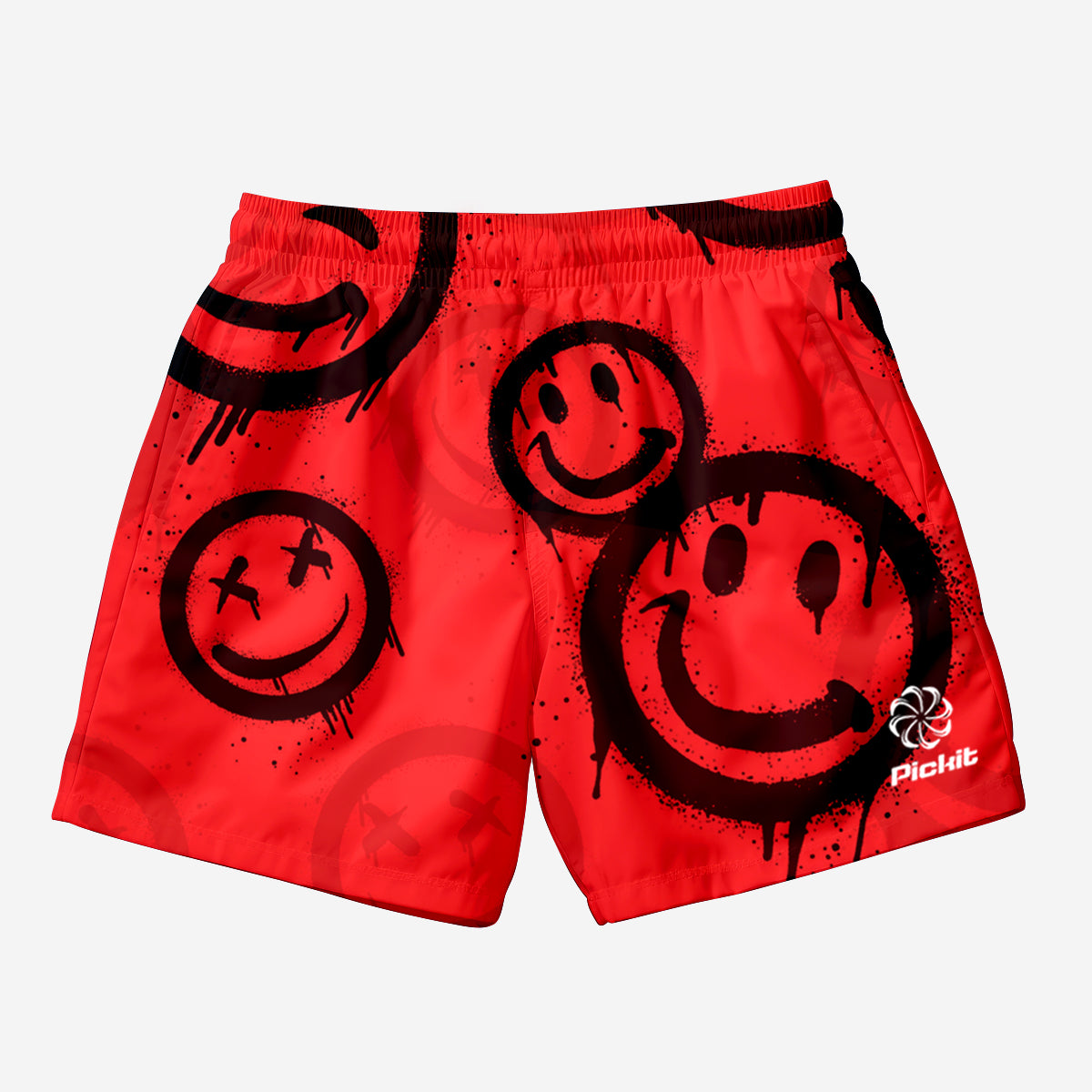 Court Vibes Shorts Graffiti Smiley Red Orange
