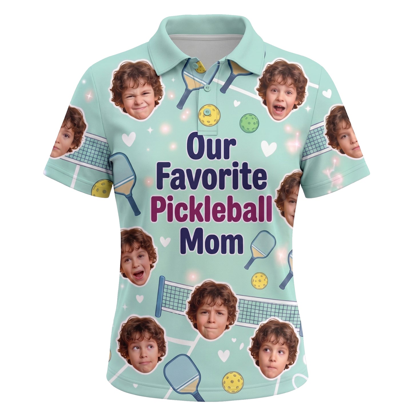 Our Favorite Pickleball Mom Custom Photo Polo Mint