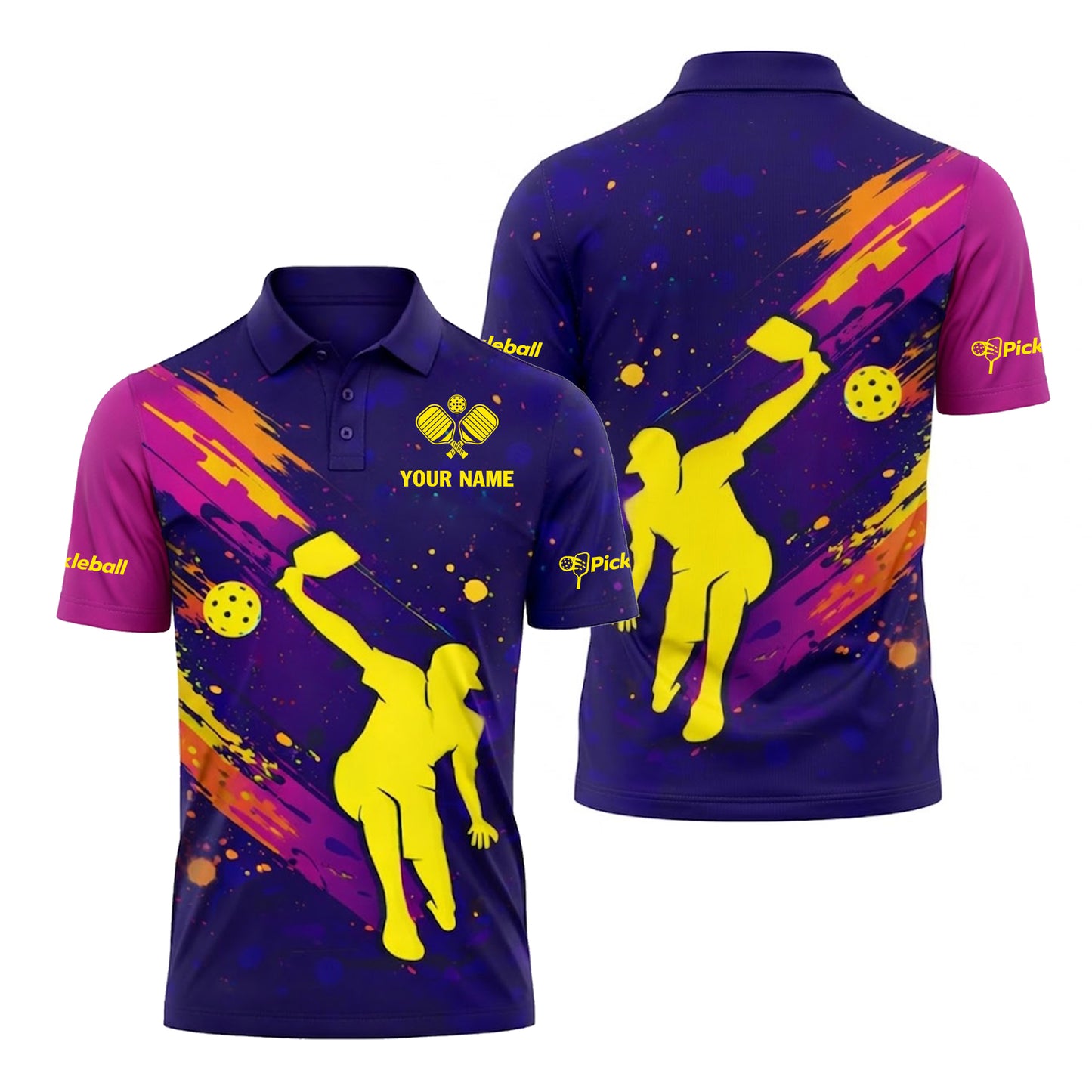 Pickleball Polo Shirt Personalized Name Sport Performance Shirt Unisex Athletic Gift