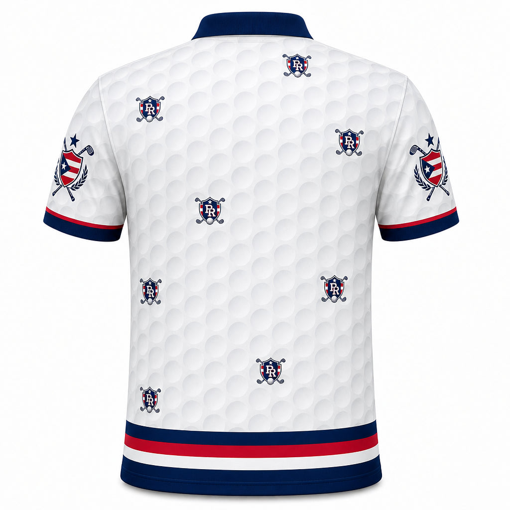 Puerto Rico Flag Eagle Golf Polo - Back view