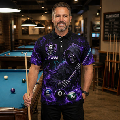 Grim Reaper Pool Team Polo — Custom Team & Player Name - Lifestyle 2